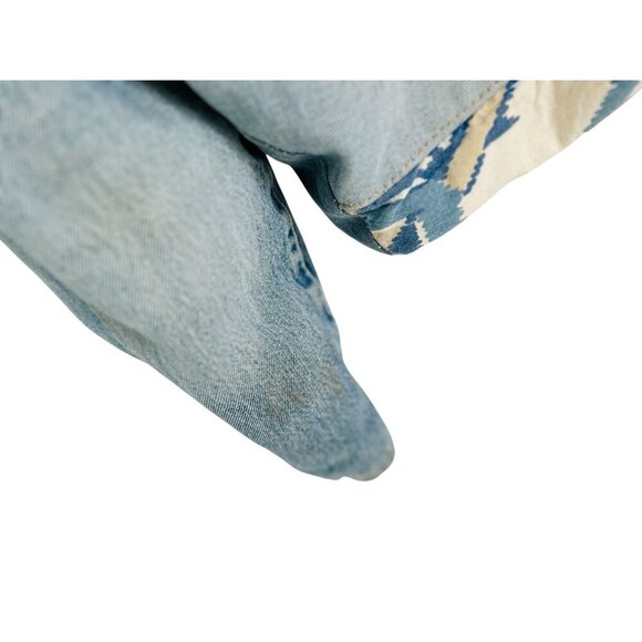 Vtg Y2K Denim Patchwork Jacket Tribal Boho Streetwear Feather Embroidery - Picture 9 of 15